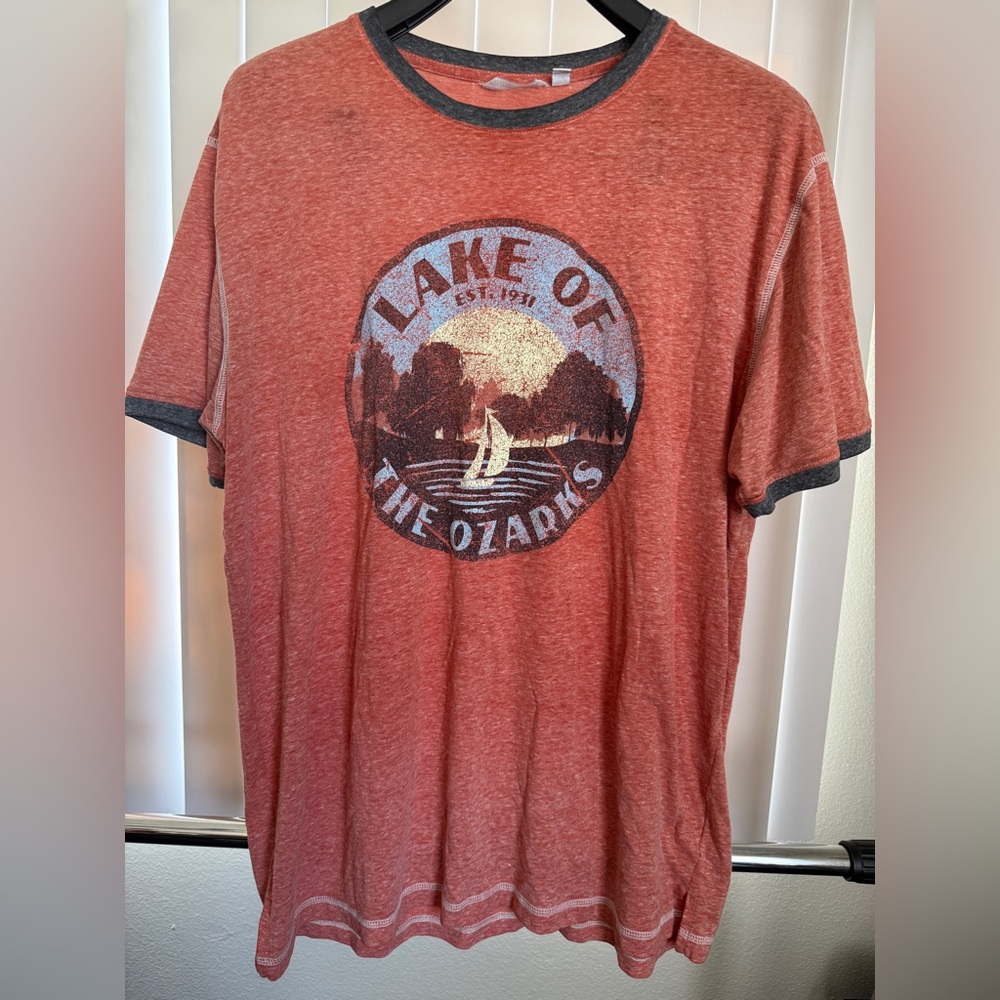 Men's Lake Of The Ozarks Orange Campdavid Shirt size X-large
